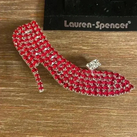 Lauren-Spencer Red Shoe Crystal Brooch NEW - Picture 5 of 11
